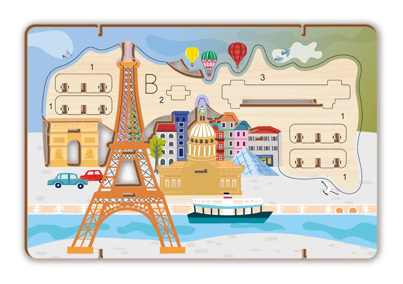 Avenir - Let’s Travel Together 3D Cityscape Puzzle – Paris Wooden DIY Model Kit - Marah Kids