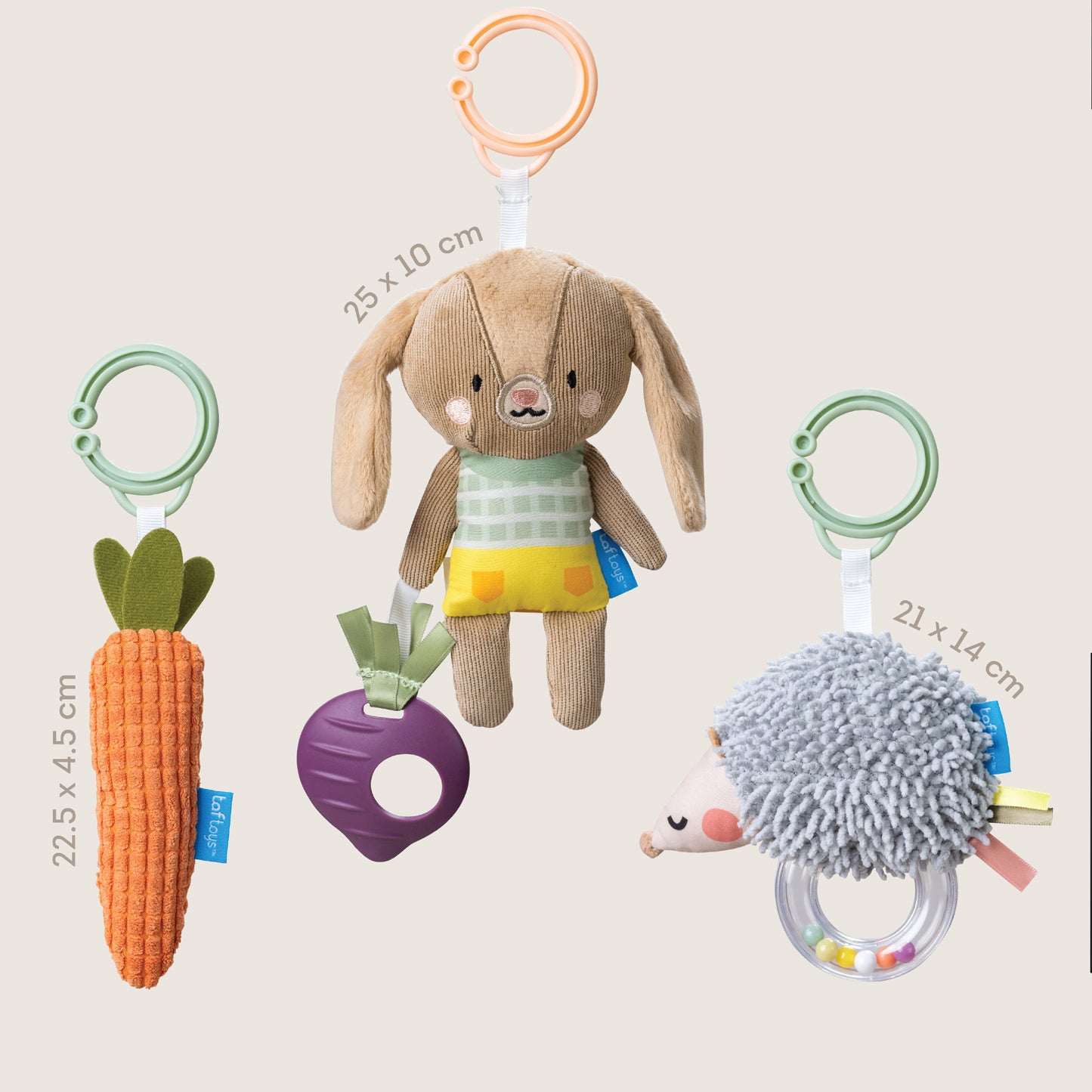 Taf Toys Urban Garden Activity Kit | 3 Plush Sensory Toys for Babies 0M+