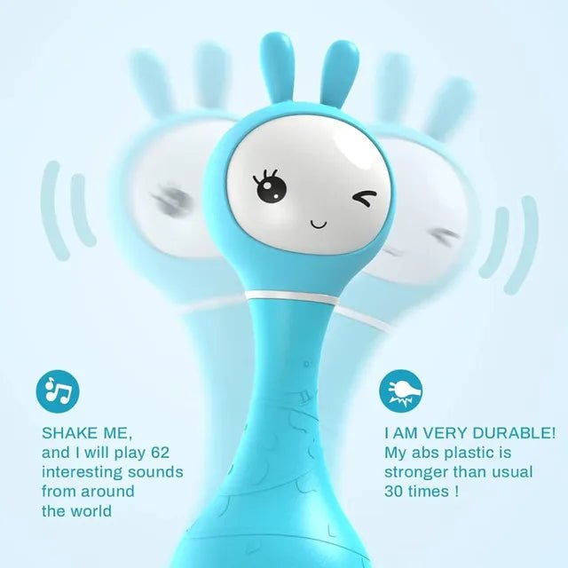 Alilo – Smarty Shake & Tell Rattle, R1 - Smarty Blue | Music, Stories, & Color Learning for Babies | Hi - Fi Sound, Light - Up Ears, USB Charging | 0+ - Marah Kids