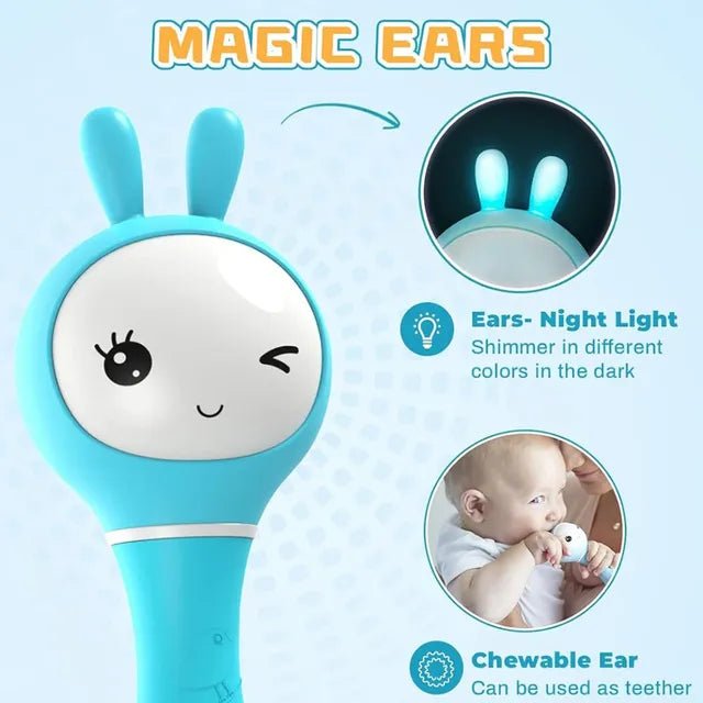 Alilo – Smarty Shake & Tell Rattle, R1 - Smarty Blue | Music, Stories, & Color Learning for Babies | Hi - Fi Sound, Light - Up Ears, USB Charging | 0+ - Marah Kids