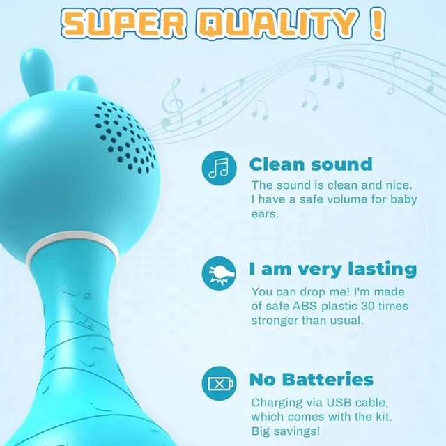 Alilo – Smarty Shake & Tell Rattle, R1 - Smarty Blue | Music, Stories, & Color Learning for Babies | Hi - Fi Sound, Light - Up Ears, USB Charging | 0+ - Marah Kids