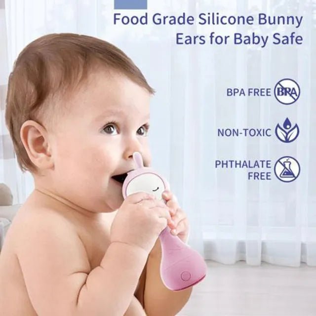 Alilo – Smarty Shake & Tell Rattle, R1 - Smarty Pink | Shake & Tell Rattle, Music, Stories, & Color Learning for Babies | Hi - Fi Sound, Light - Up Ears, USB Charging | 0+ - Marah Kids