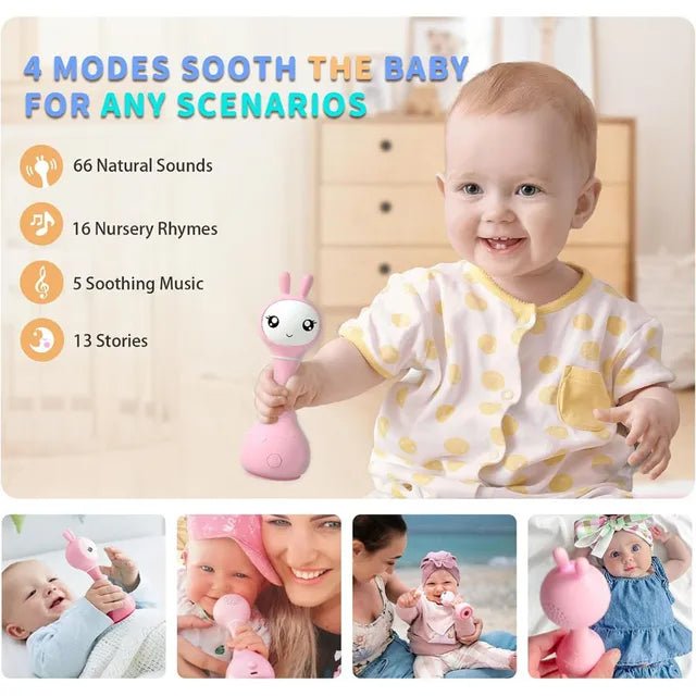 Alilo – Smarty Shake & Tell Rattle, R1 - Smarty Pink | Shake & Tell Rattle, Music, Stories, & Color Learning for Babies | Hi - Fi Sound, Light - Up Ears, USB Charging | 0+ - Marah Kids
