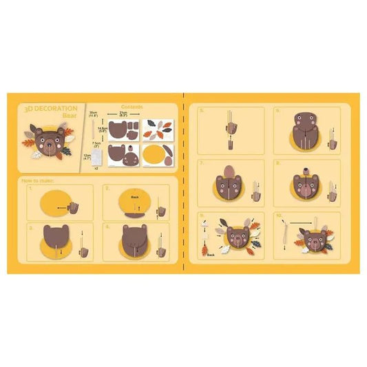 Avenir 3D Decoration - Bear Kit | Turn Your Wall into a Zoo! Create 3D Decorations with Pre - Cut Cardboard Puzzle Pieces | Thoughtful and Creative Gift Option for Kids 3+ - Marah Kids