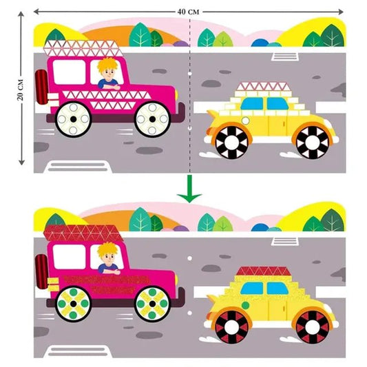 Avenir Create My First Story Book - Cars | Mosaic Junior Kit: Fun DIY Activity for Kids - Improve Coordination and Perception of Colors | Ideal gift for Kids 3+ - Marah Kids