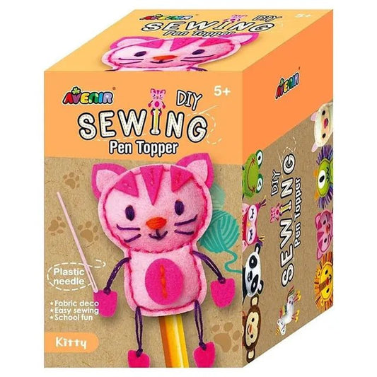 Avenir Sewing Pen Topper - Kitty | DIY Pen Topper Friend Sewing Kit - Hours of Entertainment & Creativity | Tools & Instructions Included, Easy and Fun Activity for Kids 3+ - Marah Kids