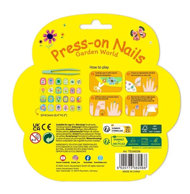 Avenir Fancy Me Press - On Nails for Kids - 24 Pre - Glued Nails with Tweezer" - Marah Kids