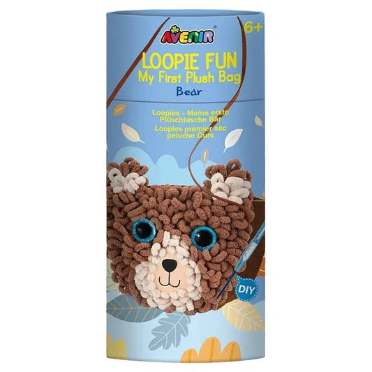 Avenir Loopie Fun - My First Plush Bag Kit - Bear| Learn to Sew with Loopies! Complete Kit with Felt, Soft Yarn, Crochet Hook, and Step - by - Step Instructions – Safe & Easy to Use | Kids Aged 3+ - Marah Kids
