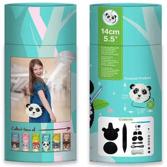 Avenir Loopie Fun - My First Plush Bag Kit - Panda| Learn to Sew with Loopies! Complete Kit with Felt, Soft Yarn, Crochet Hook, and Step - by - Step Instructions – Safe & Easy to Use | Kids Aged 3+ - Marah Kids