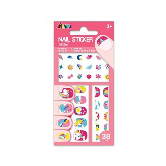 Avenir - Nail Stickers Glitter - Unicorn | Trendy Themed Designs! With 38 Colorful and Temporary Stickers Fashionable Kids - Easy to Use and Remove - Perfect Fashion Activity & Ideal Gifts for Girls 3+ - Marah Kids
