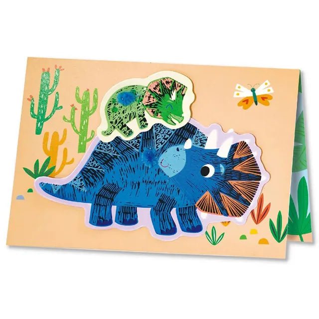 Avenir Scratch - Dinos | Arts & Crafts, Greeting Cards Set | Make Beautiful Greetings Cards | Scratch Art 3+ - Marah Kids