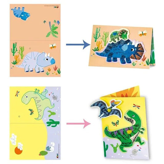 Avenir Scratch - Dinos | Arts & Crafts, Greeting Cards Set | Make Beautiful Greetings Cards | Scratch Art 3+ - Marah Kids