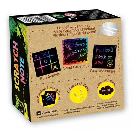 Name Avenir - Scratch Note 50 scratch cards | fantastic way for kids and adults alike to express their creativity! Play fun games like tic - tac - toe/For ages 3 years and up. - Marah Kids
