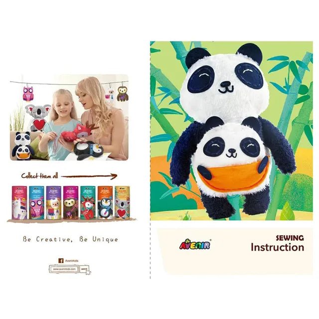 Avenir Sewing My First Doll - Mom & Baby Panda Kit | Create a Super Soft Panda Bear, Develop Motor Skills & Creativity | Safe and Educational - Trusted Art, Learning, and Entertainment for Kids 3+ - Marah Kids