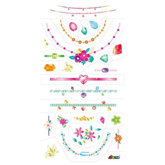 Avenir Tattoo Sticker - Jewelry | 50pc Set of Temporary Tattoos - High - Quality Water - Based Ink - Safe and Easy to Apply and Remove - Lasts 3 - 5 Days for Kids 3+ - Marah Kids
