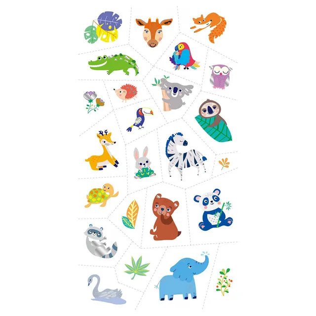Avenir Tattoo Sticker - Jungle Animal Series | 50pc Set of Temporary Tattoos - High - Quality Water - Based Ink - Safe and Easy to Apply and Remove - Lasts 3 - 5 Days for Kids 3+ - Marah Kids