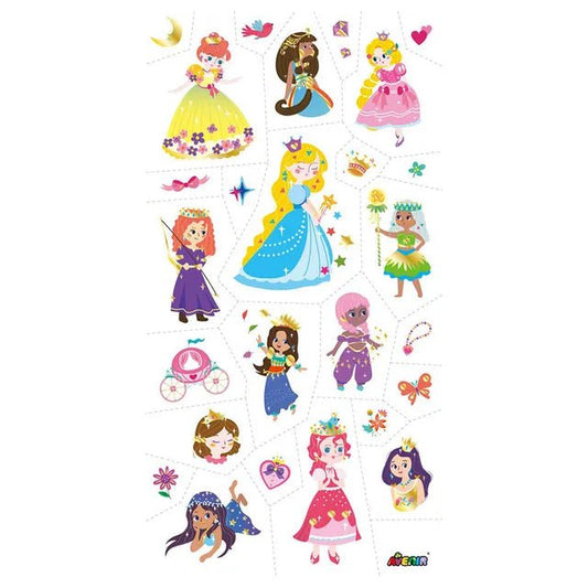 Avenir Tattoo Sticker - Princess | 52pc Set of Temporary Tattoos - High - Quality Water - Based Ink - Safe and Easy to Apply and Remove - Lasts 3 - 5 Days for Kids 3+ - Marah Kids