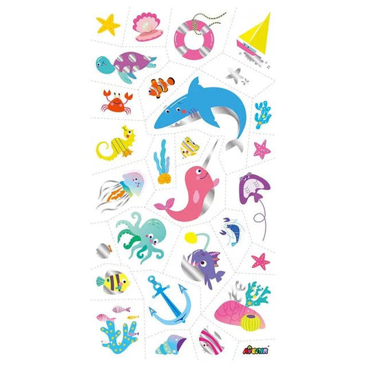 Avenir Tattoo Sticker - Sea Animal | 52pc Set of Temporary Tattoos - High - Quality Water - Based Ink - Safe and Easy to Apply and Remove - Lasts 3 - 5 Days for Kids 3+ - Marah Kids