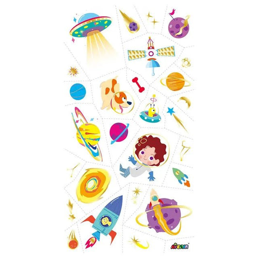 Avenir Tattoo Sticker - Space | 53pc Set of Temporary Tattoos - High - Quality Water - Based Ink - Safe and Easy to Apply and Remove - Lasts 3 - 5 Days for Kids 3+ - Marah Kids