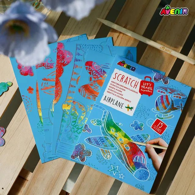 Avenir Mini Travel Scratch Book – Airplane Theme - Marah Kids