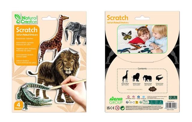Avenir Natural Creation Scratch Safari Animal Stickers - Marah Kids