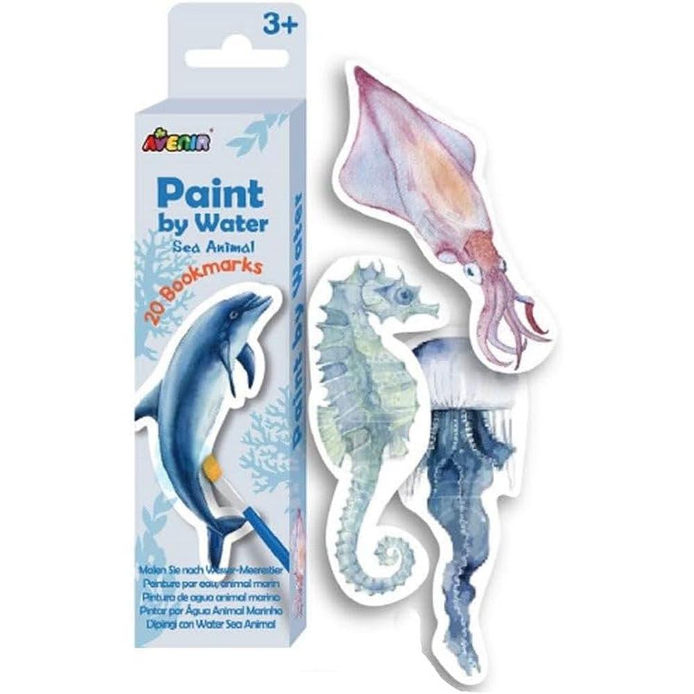 Avenir - Paint by Water - Bookmarks - Sea Animal Multicolour | Paint by Water Art lets little ones discover easy, fun painting - with no mess! | Ages 3+ - Marah Kids
