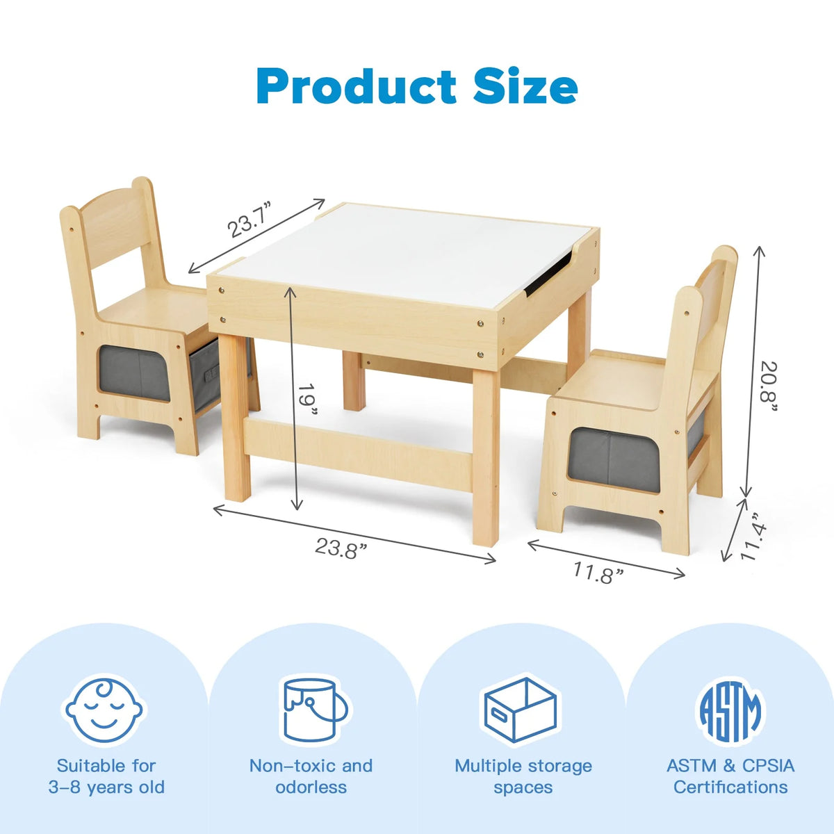 Oook Toddler Table and Chairs Set - Marah Kids
