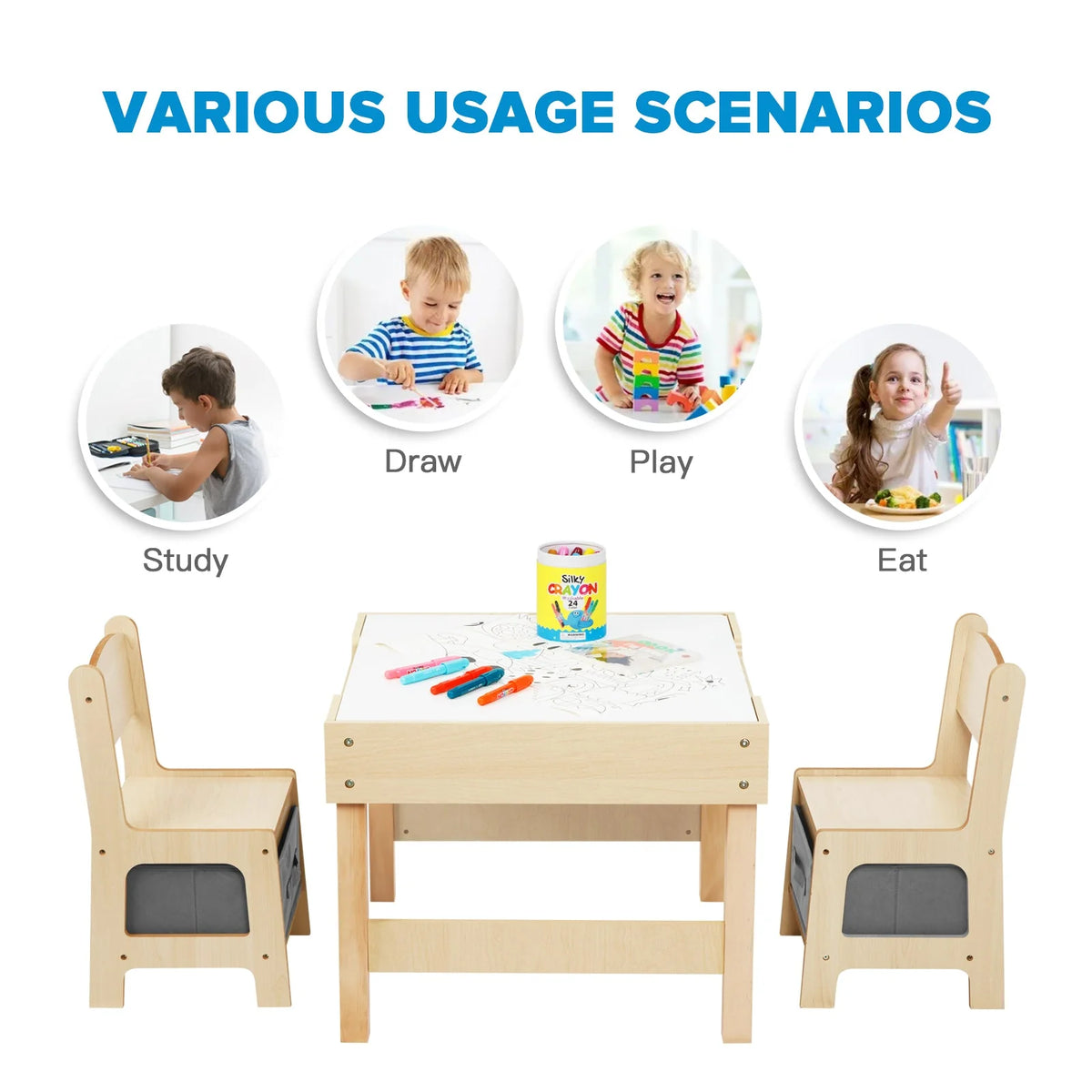 Oook Toddler Table and Chairs Set - Marah Kids