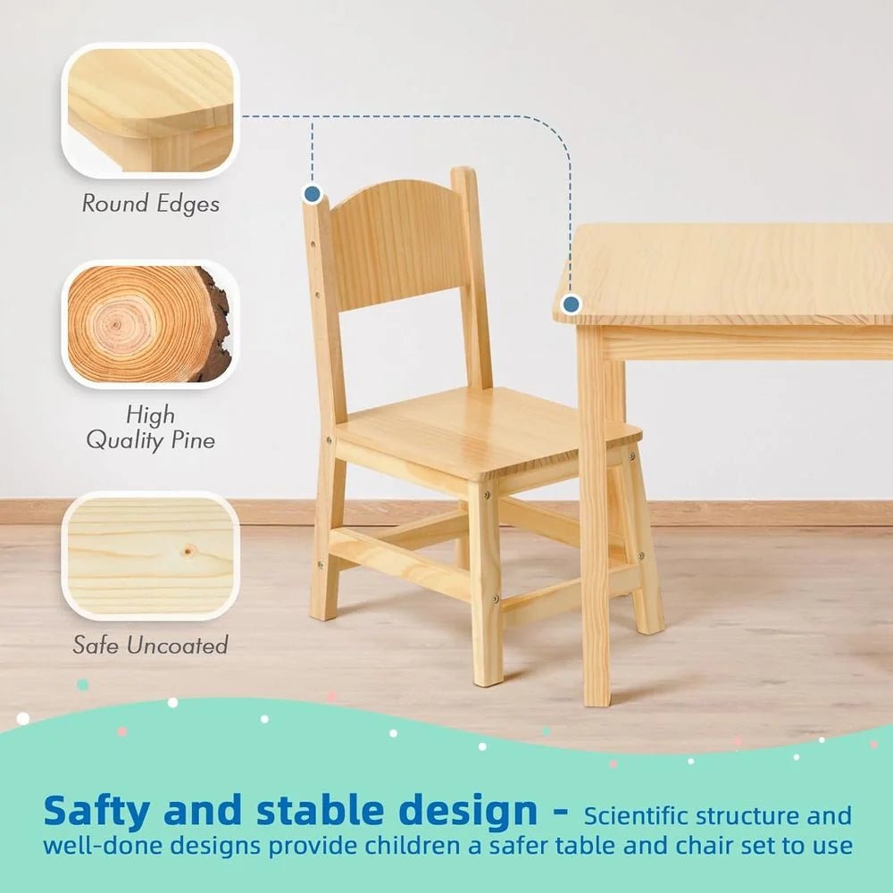 Oook Pine Toddler Table and Chairs Set - Marah Kids