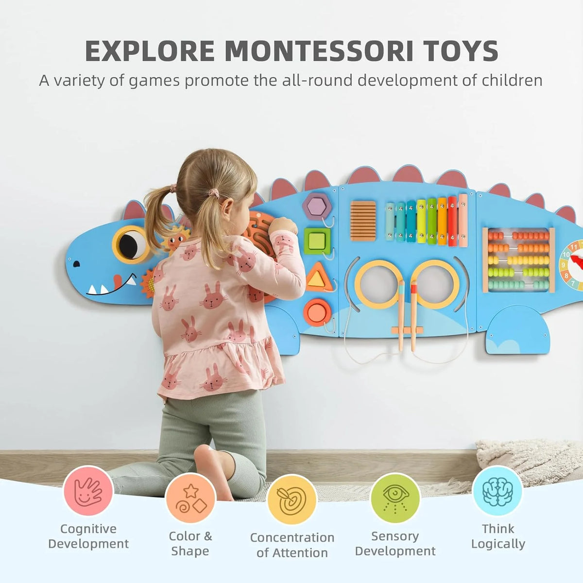 OOOK ACTIVITY WALL PANELS - ANKYLOSAURUS educational toys - view 8 | Marah Kids