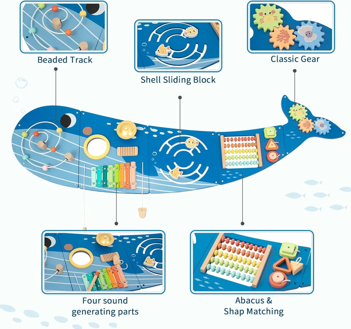 OOOK ACTIVITY WALL PANELS - WHALE educational toys - view 4 | Marah Kids