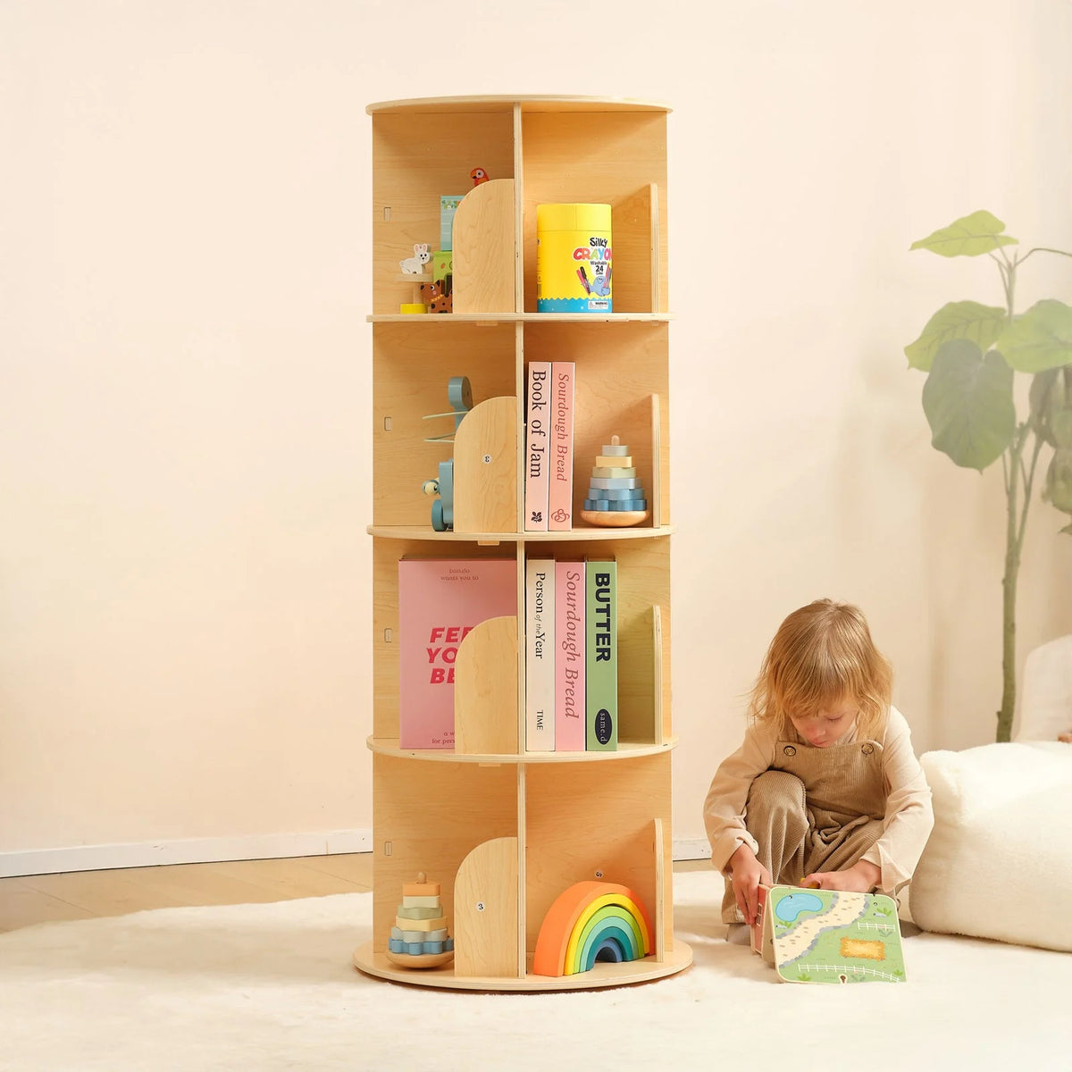 OOOK 4-Tier Rotating Bookshelf storage - view 2 | Marah Kids