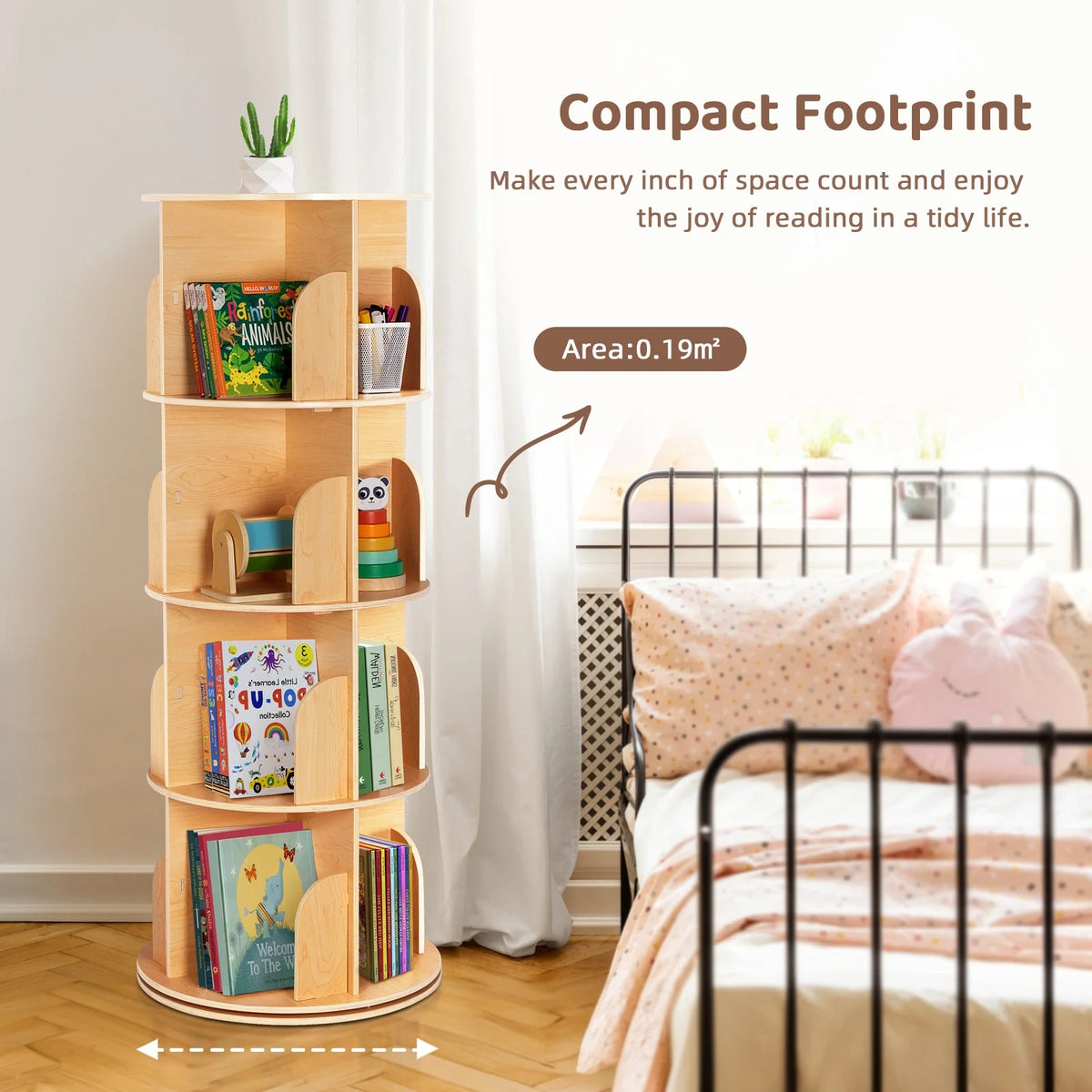 OOOK 4-Tier Rotating Bookshelf kids furniture - view 7 | Marah Kids