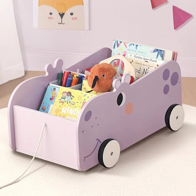 OOOK Hippo Shaped Wooden Book Storage Trolley kids furniture - Marah Kids UAE