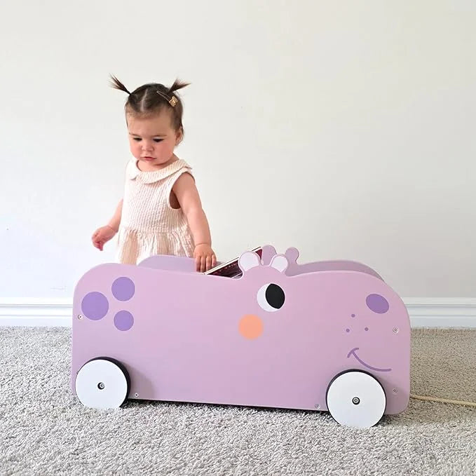 OOOK Hippo Shaped Wooden Book Storage Trolley storage - view 6 | Marah Kids