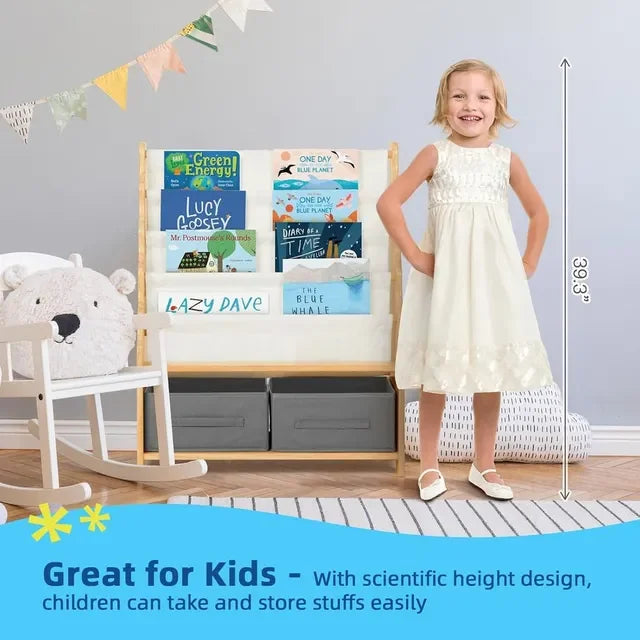 OOOK Tiered Bookshelf with Storage Cubby kids furniture - view 3 | Marah Kids