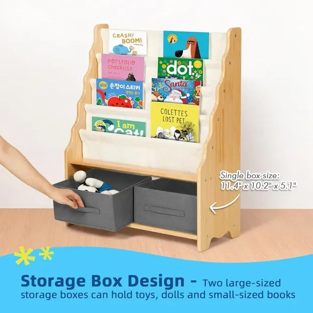 OOOK Tiered Bookshelf with Storage Cubby kids furniture - view 5 | Marah Kids
