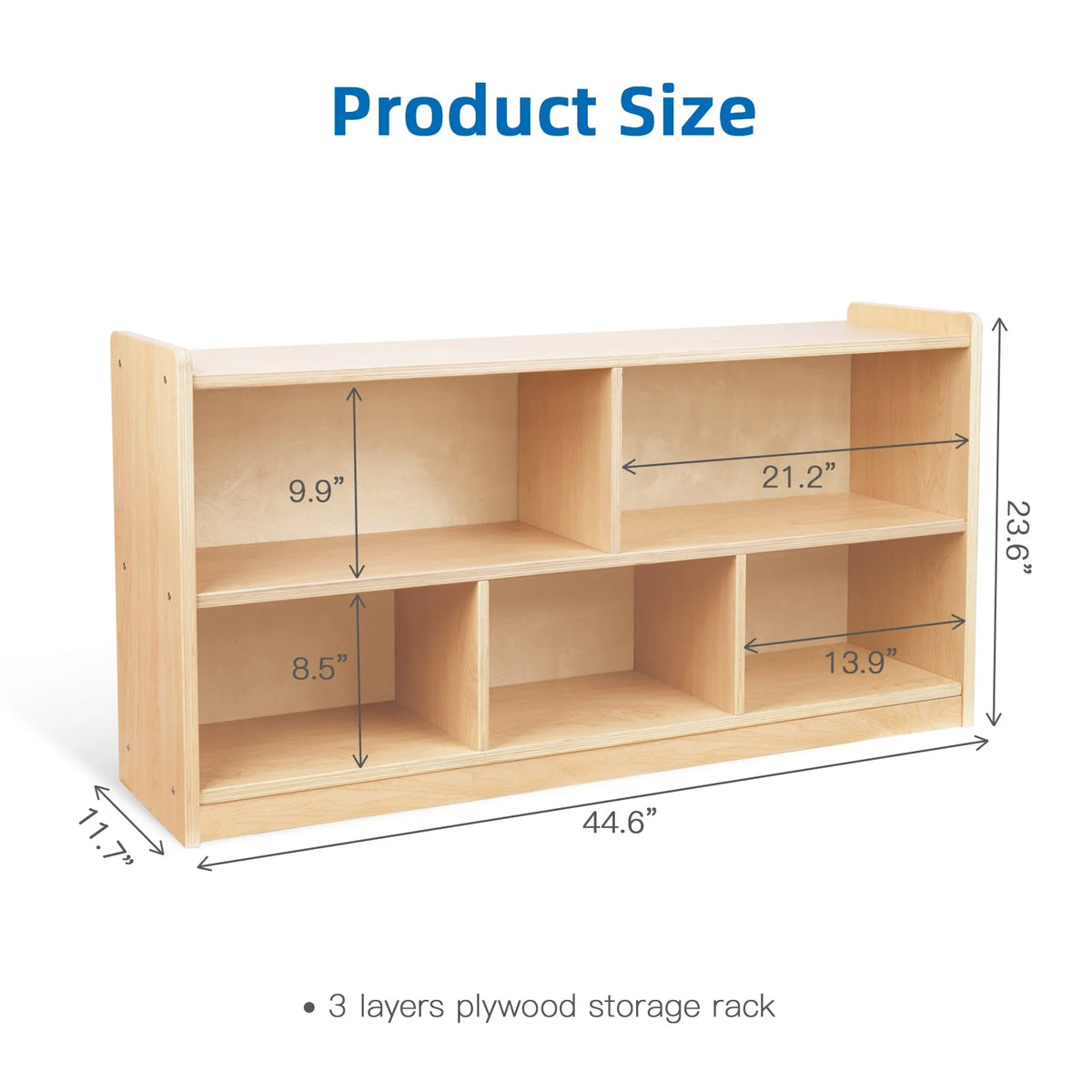 OOOK 2-tier 5 compartment Montessori Bookshelf kids furniture - view 3 | Marah Kids