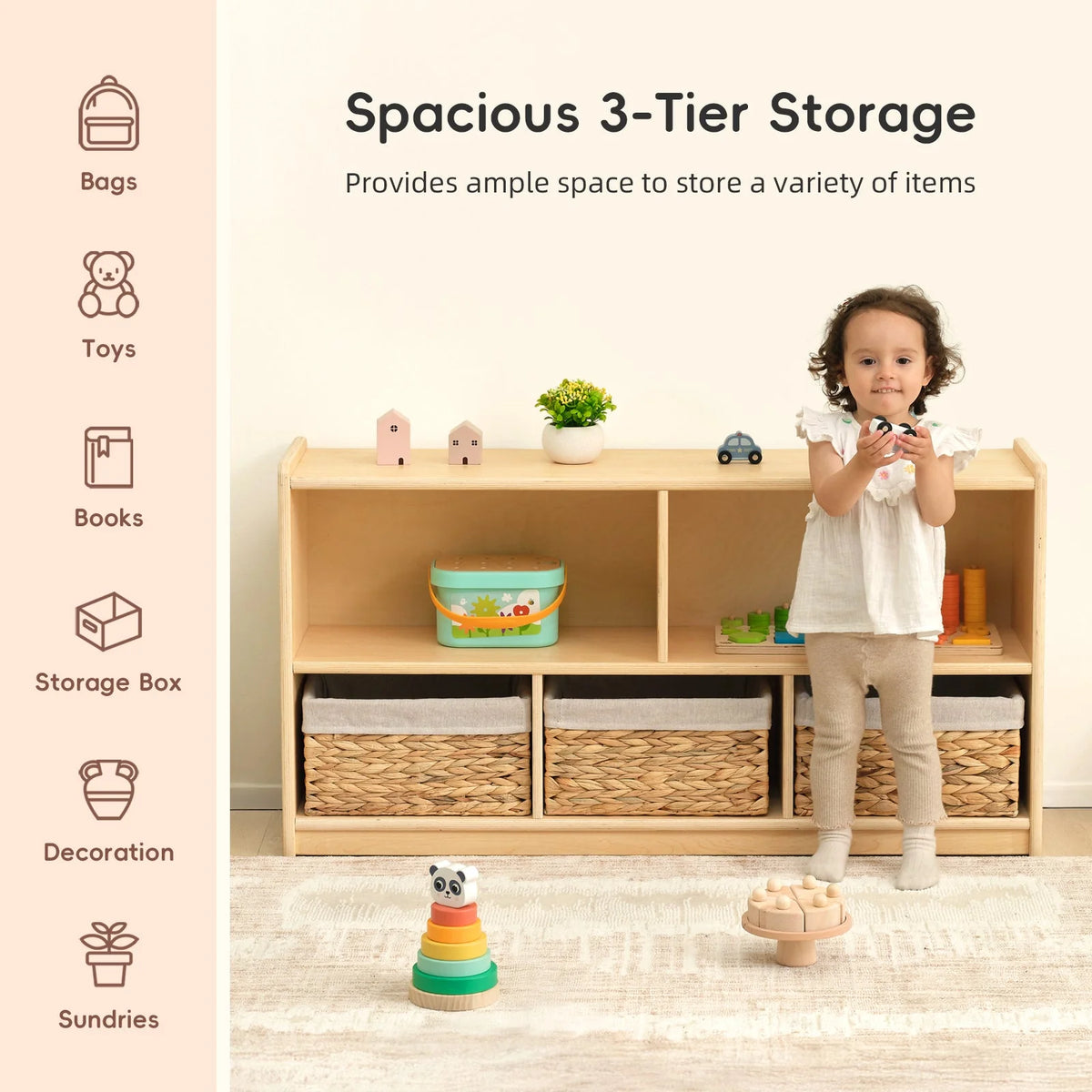 OOOK 2-tier 5 compartment Montessori Bookshelf kids furniture - view 5 | Marah Kids