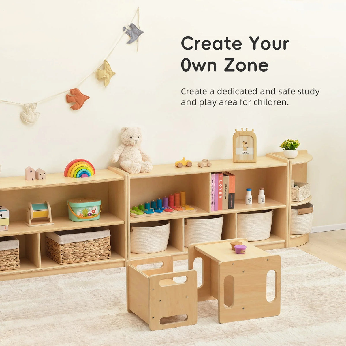 OOOK 2-tier 5 compartment Montessori Bookshelf storage - view 6 | Marah Kids