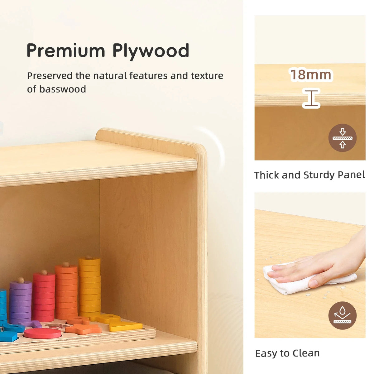 OOOK 2-tier 5 compartment Montessori Bookshelf kids furniture - view 7 | Marah Kids