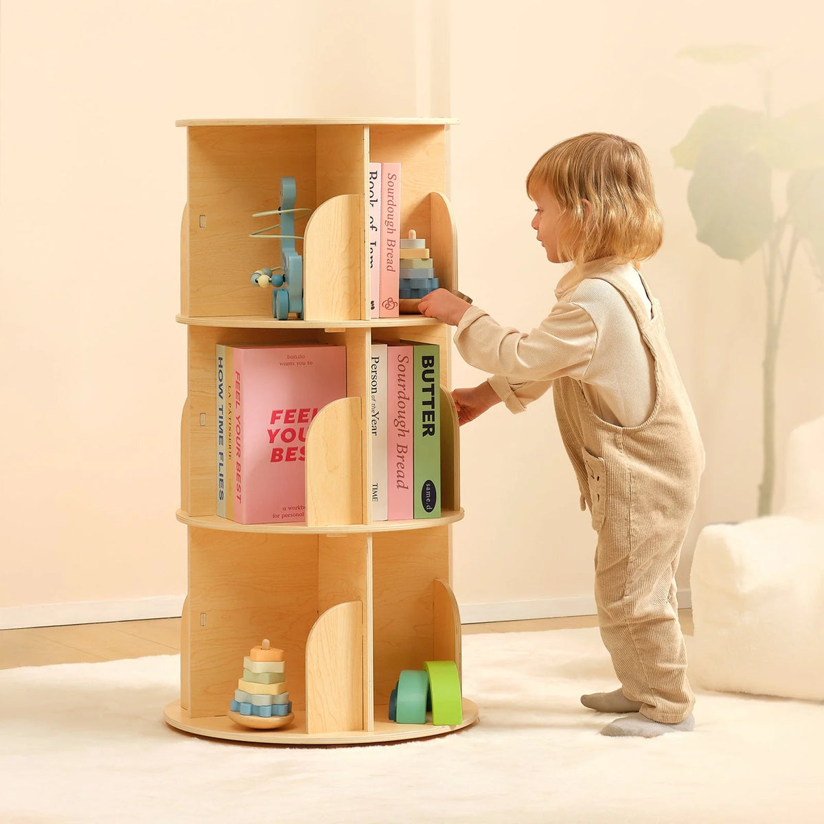 OOOK 3-Tier Rotating Bookshelf kids furniture - Marah Kids UAE