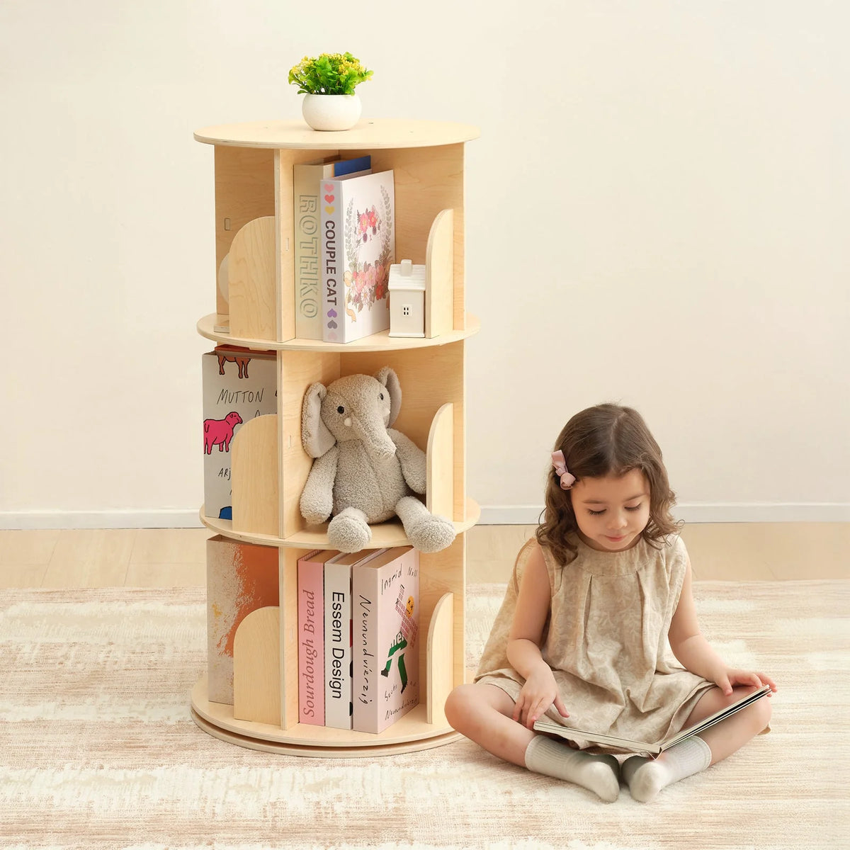 OOOK 3-Tier Rotating Bookshelf storage - view 2 | Marah Kids