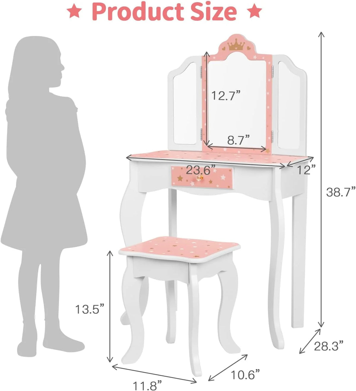 OOOK Princess Vanity Table kids furniture - view 3 | Marah Kids