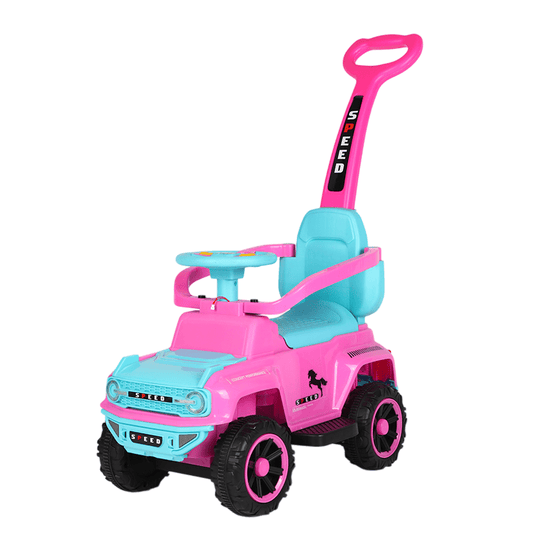 Best Push Ride - On Car With Push Bar, Music & Lights, Backrest, 1 to 5 years - Rose Red - Marah Kids