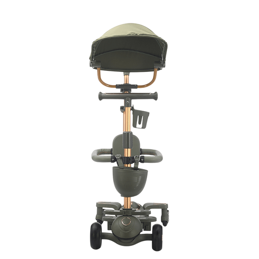 6 - In - 1 - Toddler Scooter with Seat, Backrest, Musical LED Wheels, and Sunshade - Grey - Marah Kids