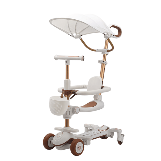 6 - In - 1 - Toddler Scooter with Seat, Backrest, Musical LED Wheels, and Sunshade - white - Marah Kids
