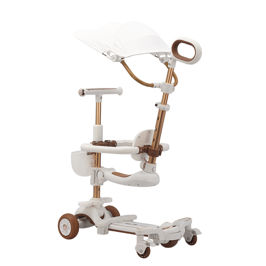 6 - In - 1 - Toddler Scooter with Seat, Backrest, Musical LED Wheels, and Sunshade - white - Marah Kids