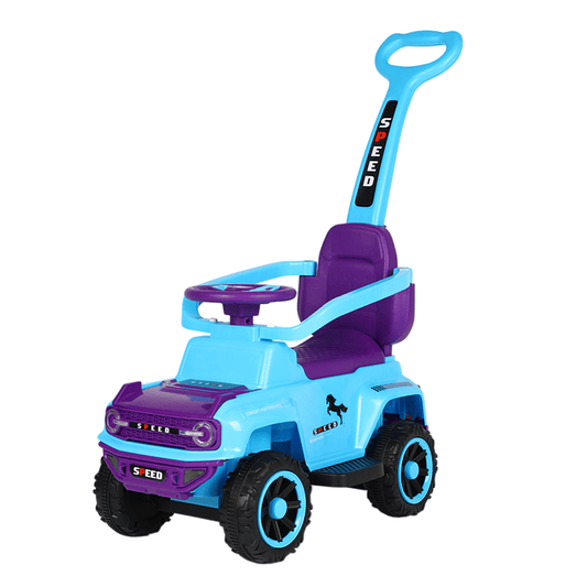 Best Push Ride - On Car With Push Bar, Music & Lights, Backrest, 1 to 5 years - Light Blue - Marah Kids