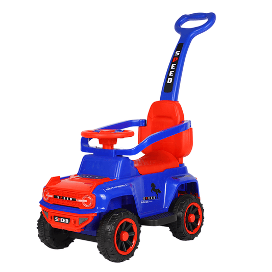 Best Push Ride - On Car With Push Bar, Music & Lights, Backrest, 1 to 5 years - Blue - Marah Kids